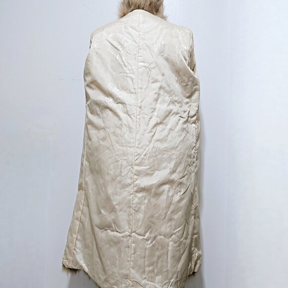 Real Finnish Raccoon Fur Multi-Color Over Coat Jacket No Fox Mink Beige Yellow - Picture 6 of 6